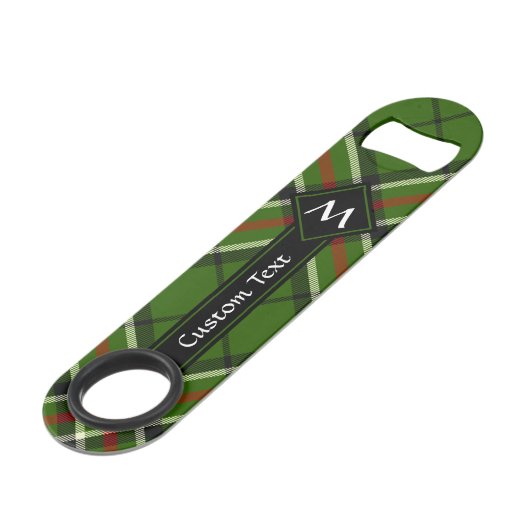 Groen, zwart, rood en wit Tartan Speed Flessenopener (Voorkant Gekanteld)