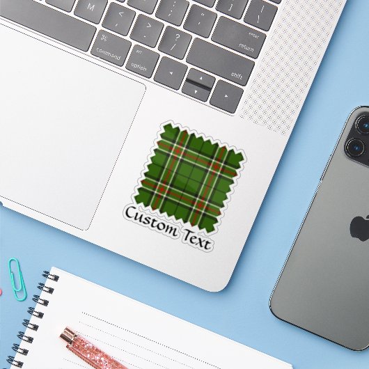 Groen, zwart, rood en wit Tartan Sticker (Laptop met iPhone)