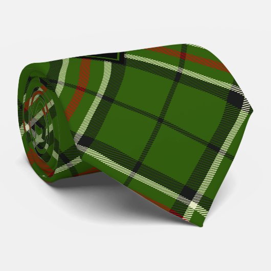 Groen, zwart, rood en wit Tartan Stropdas (Opgerold)