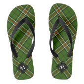 Groen, zwart, rood en wit Tartan Teenslippers (Voetbed)