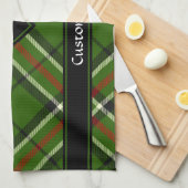 Groen, zwart, rood en wit Tartan Theedoek (Quarter Fold)