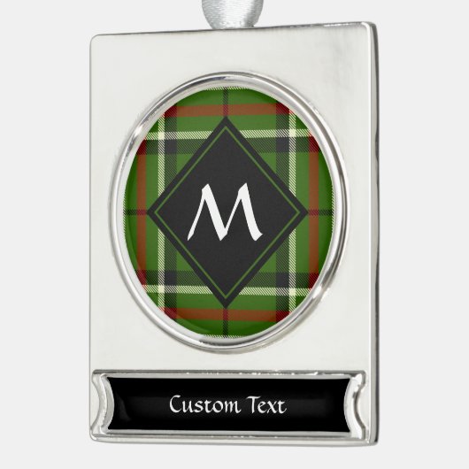 Groen, zwart, rood en wit Tartan Verzilverd Banner Ornament (Links)