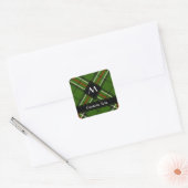 Groen, zwart, rood en wit Tartan Vierkante Sticker (Envelop)