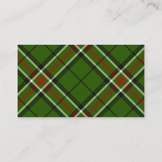 Groen, zwart, rood en wit Tartan Visitekaartje (Achterkant)
