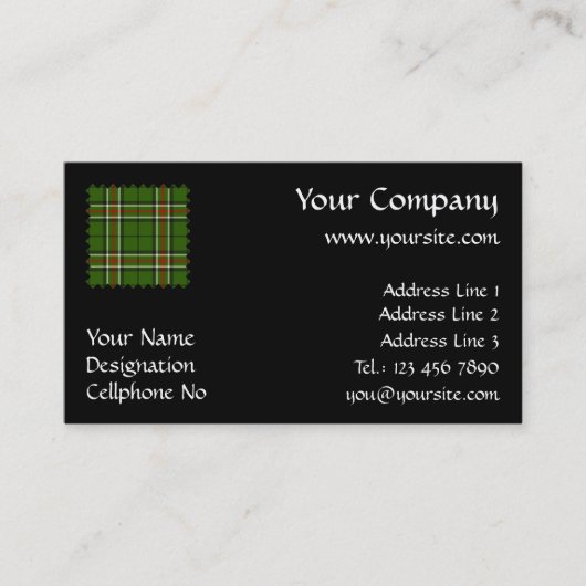 Groen, zwart, rood en wit Tartan Visitekaartje (Voorkant)