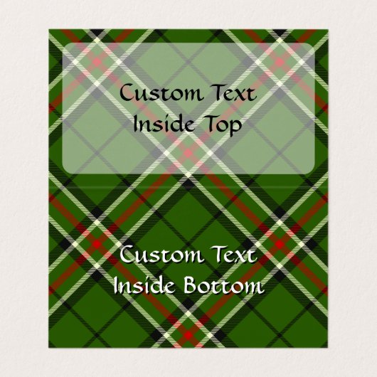 Groen, zwart, rood en wit Tartan Visitekaartje (Binnenkant ongevouwen)