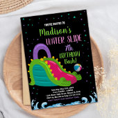 Groen Zwart Roze Water Slide Verjaardag Uitnodigin Kaart