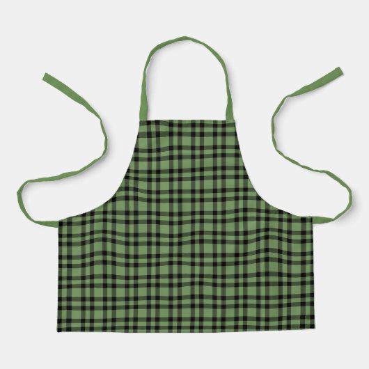 Groen zwart ruitpatroon schort (Voorkant)