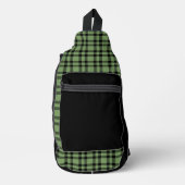 Groen zwart ruitpatroon sling bag (Voorkant)