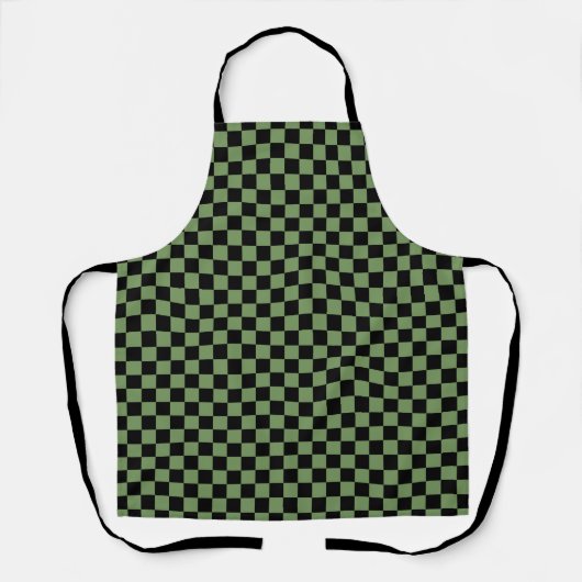 Groen Zwart Rutten Gingham Patroon Schort (Voorkant)