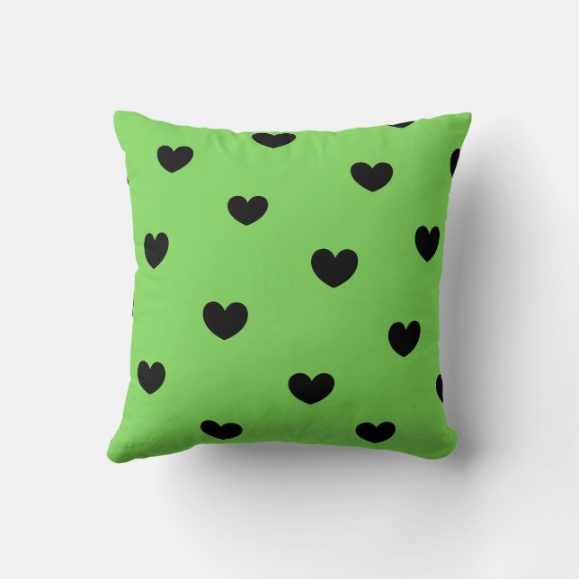 Groen Zwart Schattig Cozy Modern Romantisch Chic H Kussen (Achterkant)