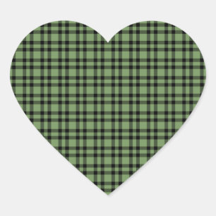 Groen Zwart Schotse Ruit Patroon Hart Sticker