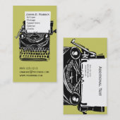 Groen-zwart schrijfmachine Afstuderen Visitekaartje (Voorkant / Achterkant)