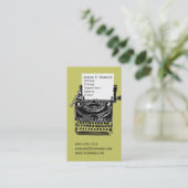 Groen-zwart schrijfmachine Afstuderen Visitekaartje (Staand voorkant)