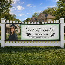 GROEN & ZWART sierlijk | Afstudeerbanner met foto Spandoek