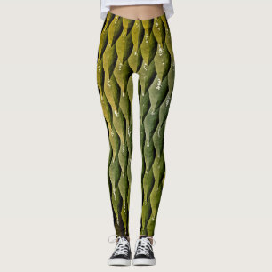 Groen Zwart Snake Schalen Leggings