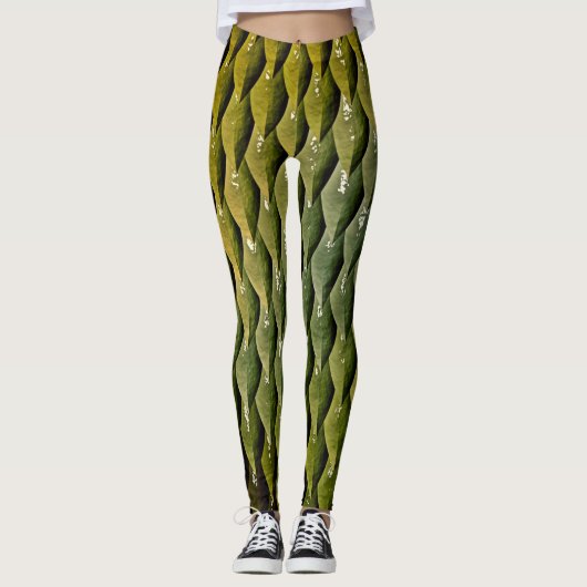 Groen Zwart Snake Schalen Leggings (Voorkant)