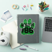 Groen & Zwart Speler Nummer Pootafdruk Sticker (iPad Cover)