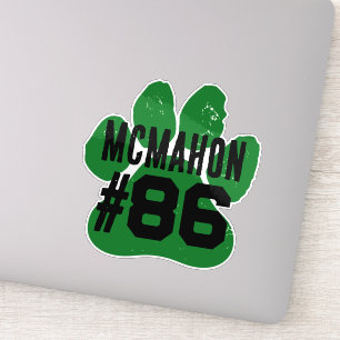 Groen & Zwart Speler Nummer Pootafdruk Sticker