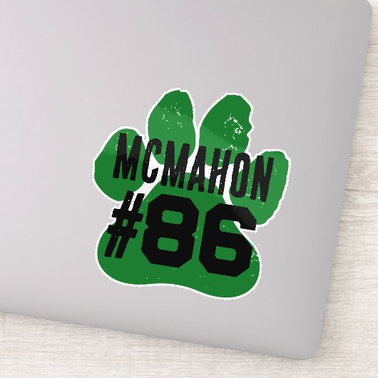 Groen & Zwart Speler Nummer Pootafdruk Sticker (Detail)