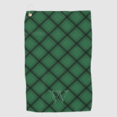 Groen zwart spelmonogram golfhanddoek (Voorkant)