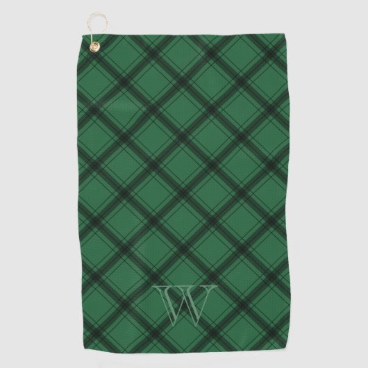 Groen zwart spelmonogram golfhanddoek (Voorkant)