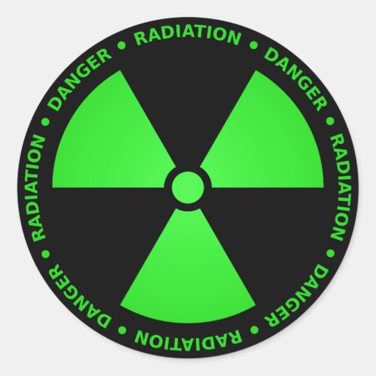 Groen & Zwart Stralingssymbool Sticker (Voorkant)