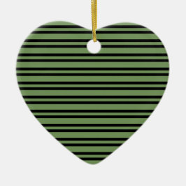 Groen Zwart Strepen Patroon Keramisch Ornament