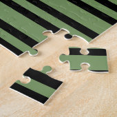 Groen Zwart Strepen Patroon Legpuzzel (Zijkant)