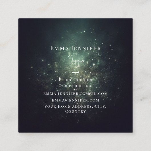 Groen Zwart Subtiele zachte glitter achtergrond Vierkante Visitekaartje (Achterkant)