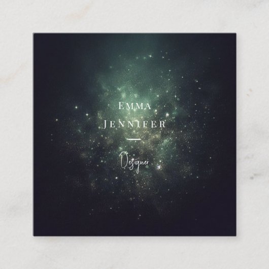 Groen Zwart Subtiele zachte glitter achtergrond Vierkante Visitekaartje (Voorkant)