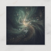 Groen Zwart Subtiele zachte glitter achtergrond Vierkante Visitekaartje (Voorkant)