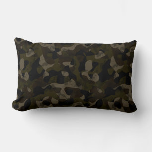 Groen, zwart, taupe en bruin camouflage abstract kussen