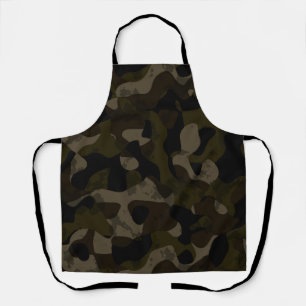 Groen, zwart, taupe en bruin camouflage abstract schort