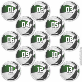 Groen Zwart Team Kleuren Basketbal 13 spelers Sticker