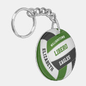 Groen zwart team kleuren gepersonaliseerd volleyba sleutelhanger (Voorkant Links)