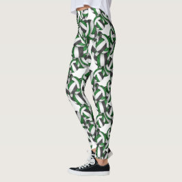 Groen zwart team kleuren girale volleybalken patro leggings
