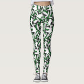 Groen zwart team kleuren girale volleybalken patro leggings (Voorkant)