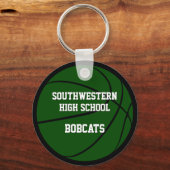 groen zwart team kleuren jongens basketbal sleutelhanger (Achterkant)