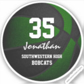 Groen zwart team kleuren jongens basketbal sticker (Voorkant)