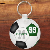 groen zwart team kleuren jongens voetbal sleutelhanger (Voorkant)