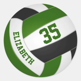 groen zwart team kleuren meisjes volleybal ronde sticker