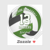 Groen Zwart Team Kleuren Volleybalspeler Sticker (Vel)
