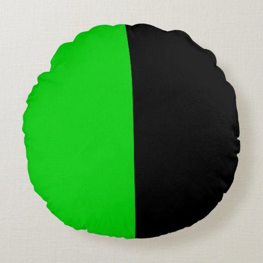 Groen Zwart Twee kleuren Tone Half Split Rond Kussen (Voorkant)