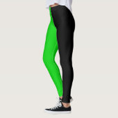 Groen Zwart Twee Tone Half Color Split Leggings (Links)