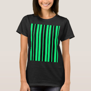 Groen Zwart Verticaal Streepjespatroonontwerp T-shirt
