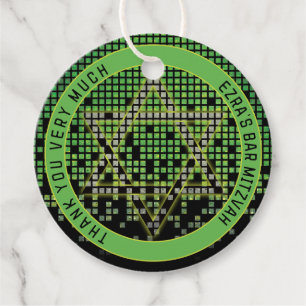 Groen Zwart Video Game Gamer Bar Mitzvah Bedankjes Labels