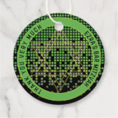 Groen Zwart Video Game Gamer Bar Mitzvah Bedankjes Labels (Voorkant)