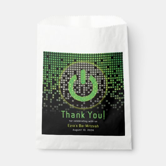 Groen Zwart Video Game Gamer Bar Mitzvah Bedankzakje (Voorkant)