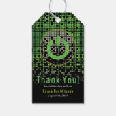 Groen Zwart Video Game Gamer Bar Mitzvah Cadeaulabel (Voorkant)